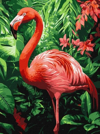 Malowanie po numerach - Flamingi w tropikach - Ideyka