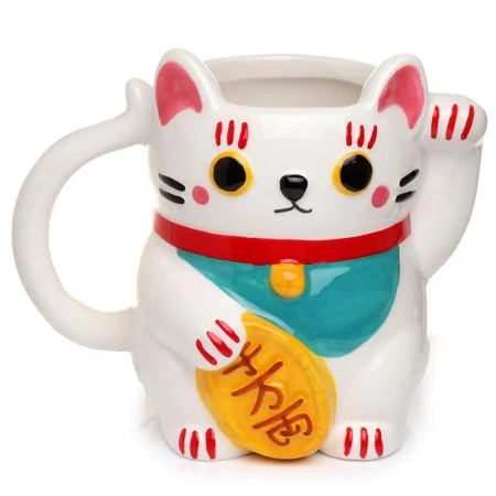 Kubek ceramiczny - Kot Szczęścia Maneki Neko biały - Puckator