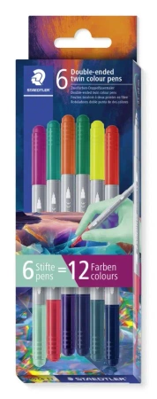 Flamastry dwustronne Multiverse 6szt 12 kolorów - Staedtler