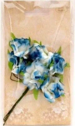 Kwiatki materiałowe niebiesko-białe 3cm 6szt - Galeria Hobby