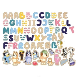 Literki i obrazki drewniane magnetyczne Bluey - MICKI