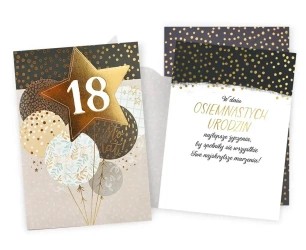 Karnet B6 z okazji 18 urodzin