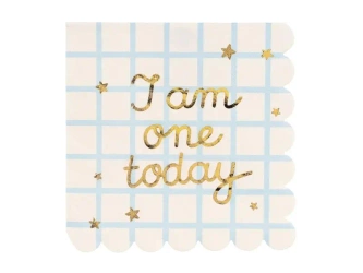 Serwetki papierowe I am one today Miś beżowe 33x33 - PartyDeco