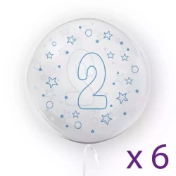 Balony z cyfrą "2" (6 sztuk), gwiazdki niebieskie