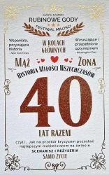 Karnet 40 rocznica ślubu (rubinowa) - YEKU