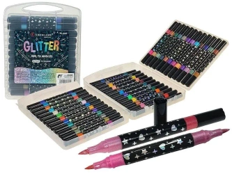 Flamastry brokatowe dwustronne 72 kolory - ADAR