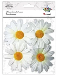 Materiałowe margerytki 3D 75mm białe 4szt - Titanum