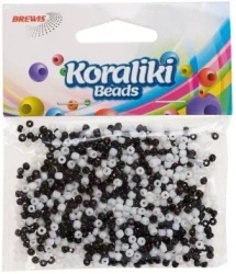 Koraliki akrylowe do nawlekania białe czarne 35mm - Brewis