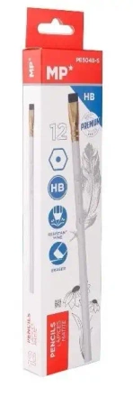 Ołówek z gumką HB biały (12szt) - MP Main Paper