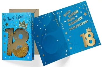 Karnet B6 konfetti KNF-033 Urodziny 18 męskie - Kukartka