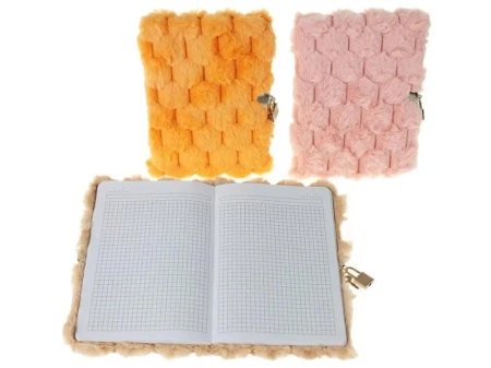 Pamiętnik A5 w okładce pluszowej z kłódką MIX - ADAR