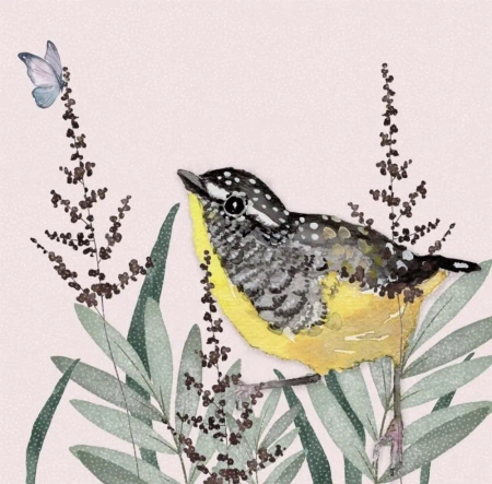 Karnet Swarovski kwadrat CL4706 Żółty ptaszek - Clear Creations