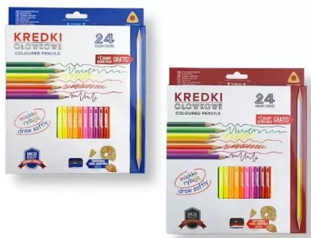 Kredki ołówkowe trójkątne + temperówka 24 kolory - Penword