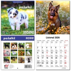 Kalendarz 2026 dla dzieci 16x32 13 plansz Psiaki - EV-Corp