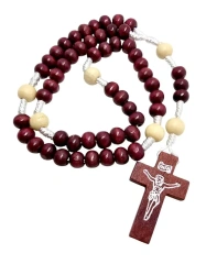 Różaniec na sznurku drewniany bordo - Art Sacrum