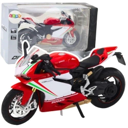Motocykl metalowy czerwono biały swiatła dźwięki - Leantoys