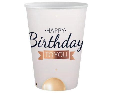 Kubeczki papierowe Happy Birthday 250ml 6szt - Godan