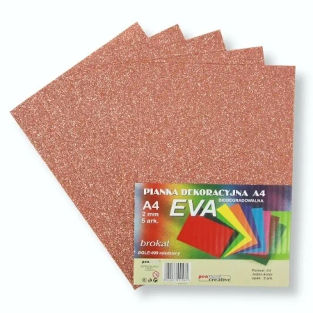 Pianka brokatowa A4 Eva miedziana biodegrad. 5szt - Penword