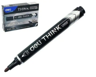 Marker permanentny okrągły 1,5mm czarny (12szt) - DELI