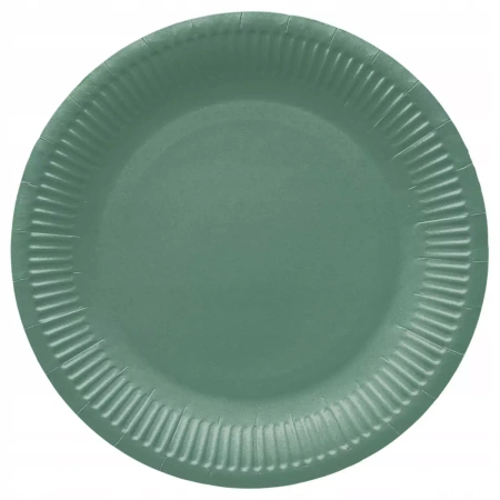 Talerze papierowe 23 cm, ciemnozielony Monocolor (8 sztuk)