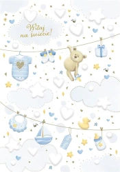 Kartka okolicznościowa Narodziny niebieskie - Trend