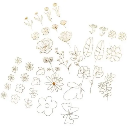 Naklejki transparentne PVC złote kwiaty - Dalprint