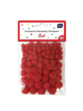 Pompony do dekoracji 80szt Red - INTERDRUK