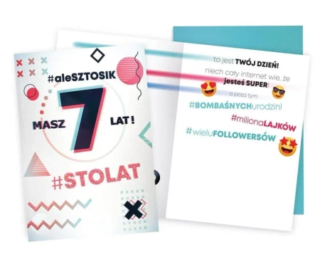 Karnet Urodziny 7 emotki - Kukartka