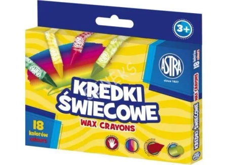 Kredki świecowe okrągłe Astra 18 kolorów - ASTRA art-pap