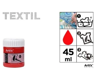 Farba do tkanin czerwona 45ml (6szt) - Artix
