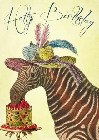 Karnet B6 z kopertą Urodziny Zebra w kapeluszu - Madame Treacle