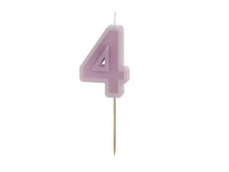 Świeczka urodzinowa 4 fiolet 6cm - PartyDeco
