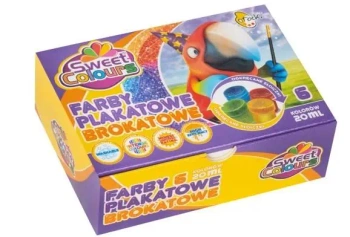 Farby plakatowe brokatowe 6 kolorów 20ml - Sweet colours