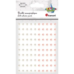Perełki samoprzylepne 5mm 100szt białe bladoróżowe - Titanum