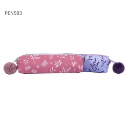 Piórnik jednokomorowy z pomponem Kwiaty MIX - Pajacyk