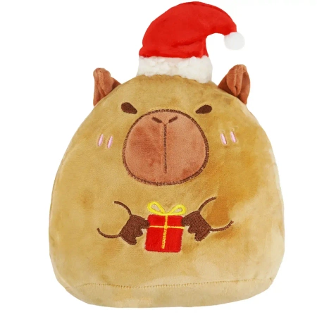Maskotka kapibara w świątecznej czapce