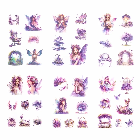 Naklejki połyskujące PET - Wróżki amethyst 6ark - Dalprint