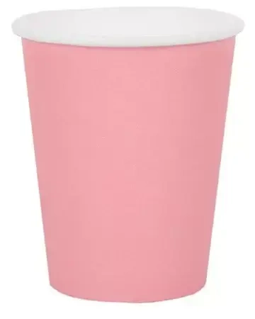 Kubki papierowe 250 ml, jasnoróżowy Monocolor (8 sztuk)