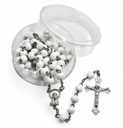 Różaniec biały pachnący z pudełkiem - Art Sacrum