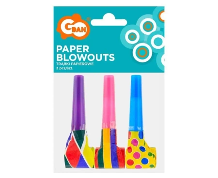 Trąbki rozwijane kolorowe 3szt - Godan