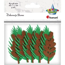 Filcowe liście 3D 38x85mm zielono-brązowe 2szt - Titanum