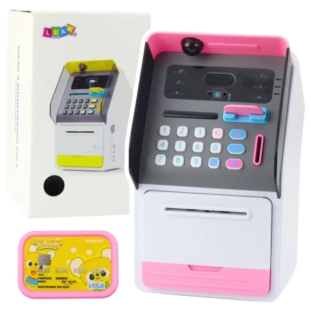 Skarbonka Bankomat Sejf różowy - Leantoys