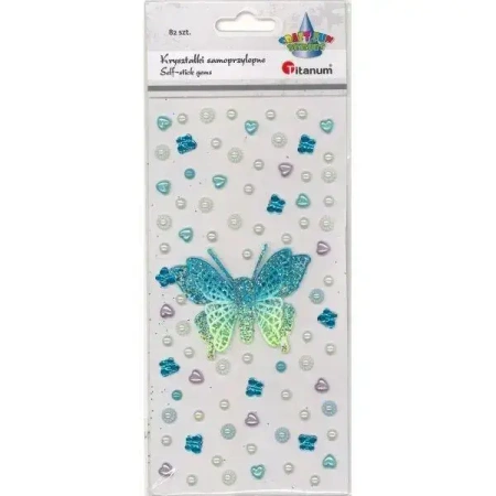 Kryształki samoprzylepne motyl 3D 75x60mm 82szt - Titanum