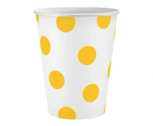 Kubeczki papierowy Groszki żółte 250ml 6szt. - Godan