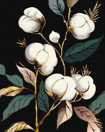 Malowanie po numerach - Śnieżnobiała bawełna 40x50 - Ideyka