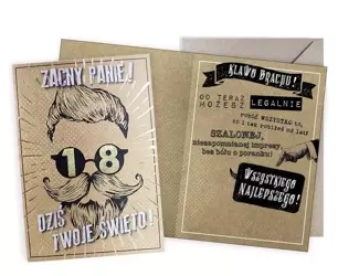 Karnet Urodziny vintage 18 Zacny Panie - Kukartka