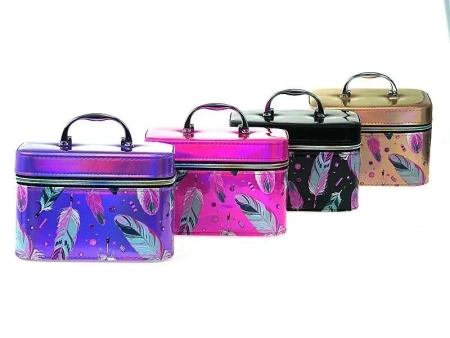 Kuferek M z lusterkiem na zamek 21x14x13cm MIX - ADAR