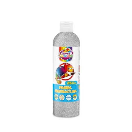 Farba dekoracyjna brokatowa srebrna 250ml - Sweet colours