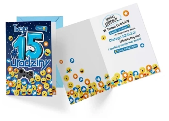 Karnet PR-340 Urodziny 15 chłopiec - Kukartka