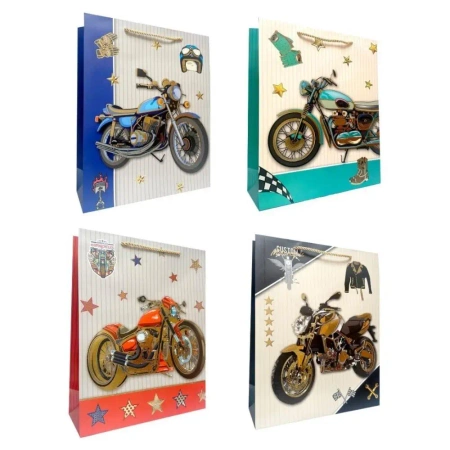 Torebka prezentowa dziecięca L Motocykl metal. mix - Ju-Piter